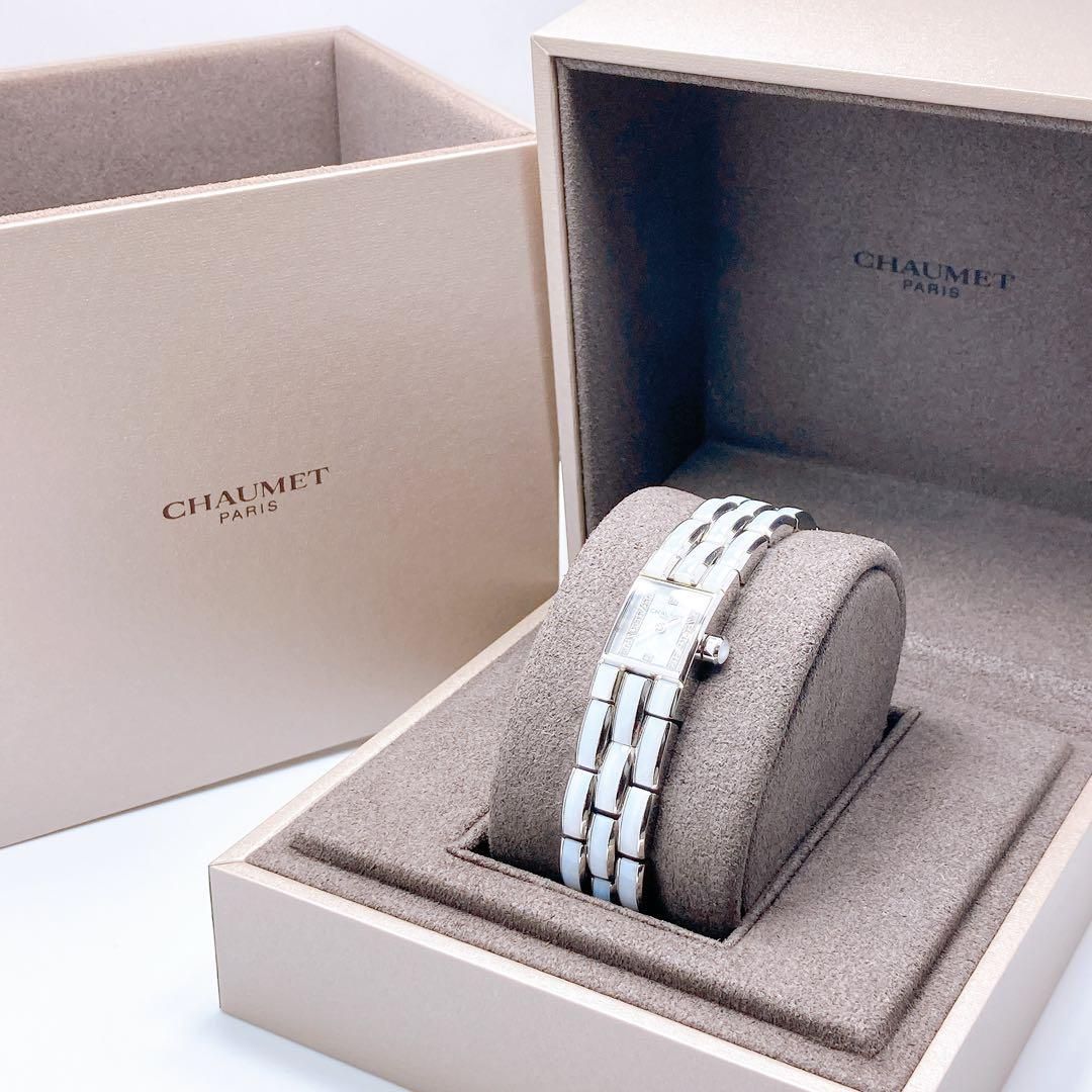 444ショーメ ケイシス シェル ダイヤ スクエア 腕時計 美品 - メルカリ 