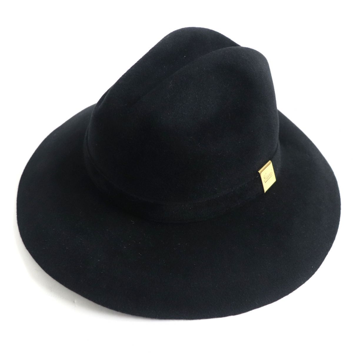 GUCCIロゴプレート付き フェルトハット ブラック 最終価格 GUCCI