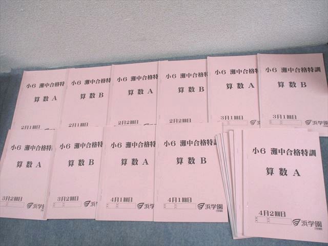 灘シャーペン付】浜学園 小学6年生 灘中合格特訓 算数AB 確認テスト