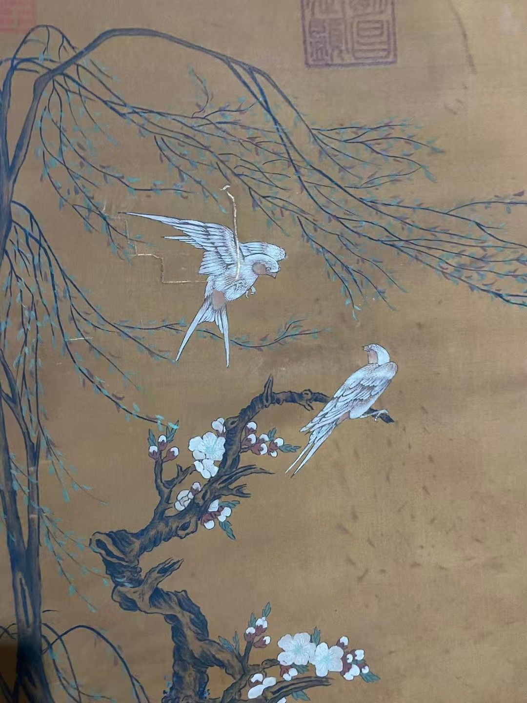 中国古美術.精品三尺中堂画.宋徽宗花鳥画.手描きの作品.材質絹布