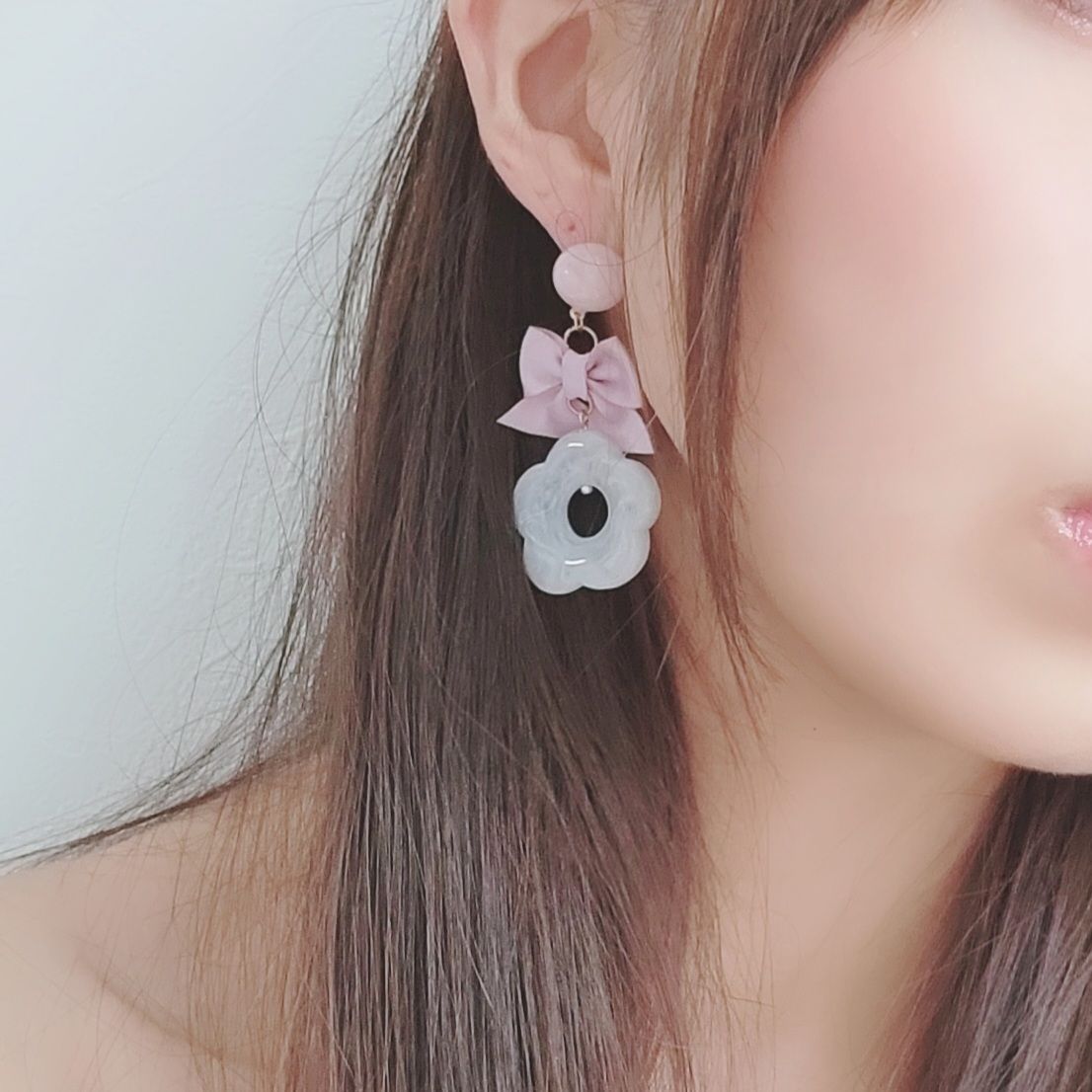 レジン カボション ピアス ハンドメイド イヤリング変更可