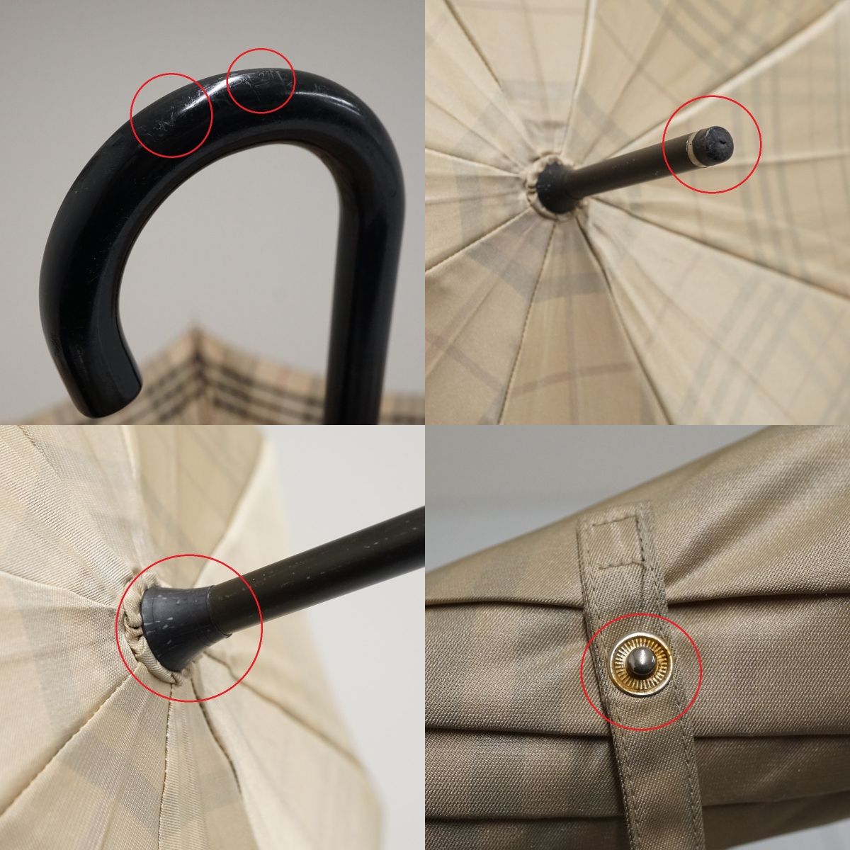 Burberry's ベージュ ブラック 雨傘 60cm 傘 BURBERRY バーバリー USED品 ベージュ 定番チェック 高級