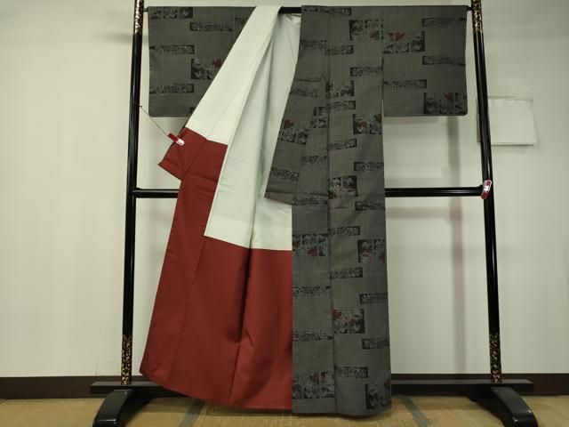 平和屋着物●本場大島紬　7マルキ　久野織物謹製特製　色紙花文　証紙付き　正絹　逸品　未使用　CAAV4754vp 平和屋着物○本場大島紬 7マルキ 久野織物謹製特製 色紙花文 証紙付き