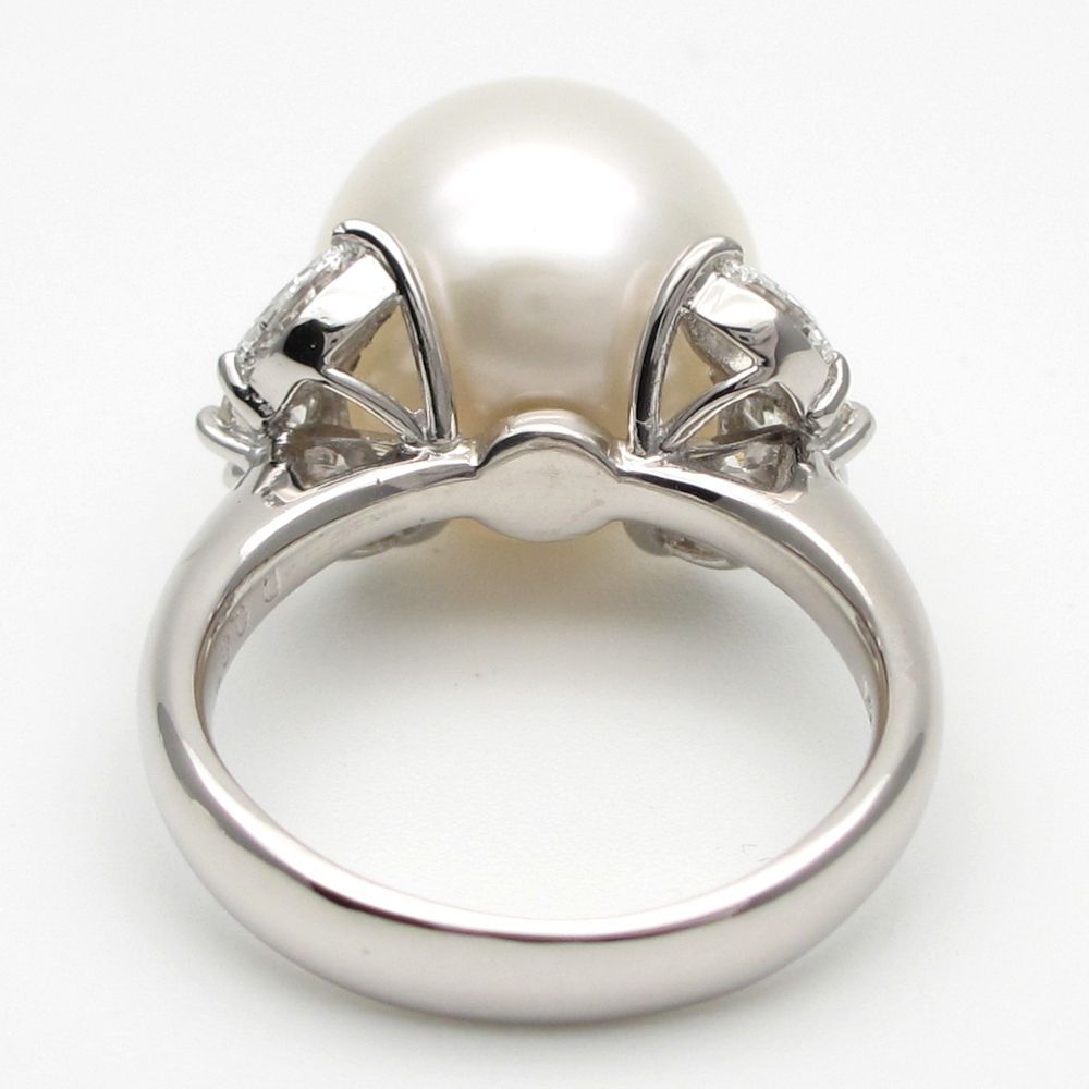 Pt900 プラチナ 真珠 13.2mm ダイヤモンド 0.87ct 指輪 大粒パール 