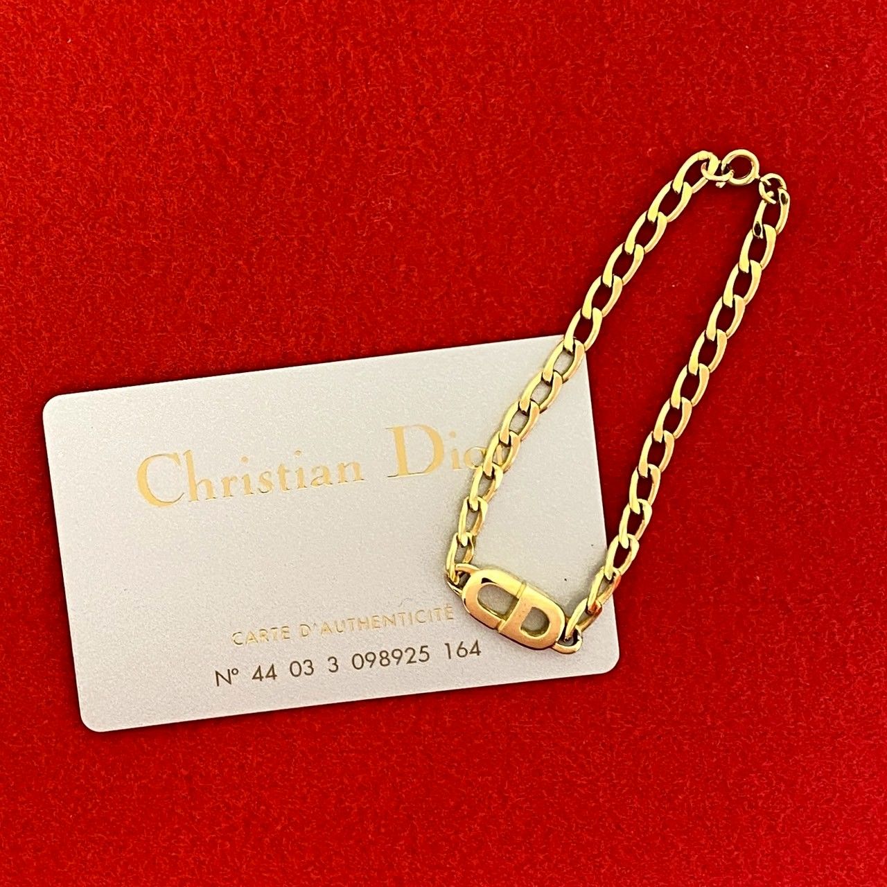 品 Christian Dior ディオール CD ロゴ モチーフ GP チェーン ブレスレット バングル アクセサリー ゴールド 56685