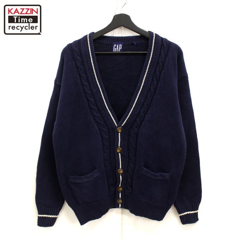美品 90's Vintage GAP コットンニットカーディガン 90s vintage GAP 無地 コットン ニットカーディガン メンズ M~Lサイズ