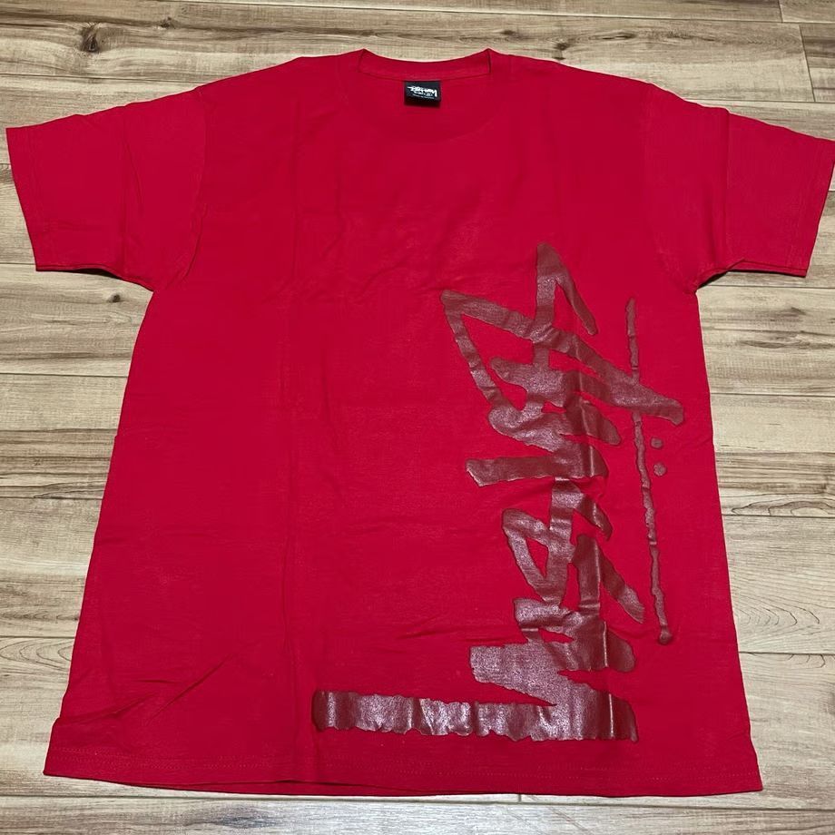 M】Stussy ステューシー 立体ショーンフォントロゴ 半袖 Tシャツ 赤 
