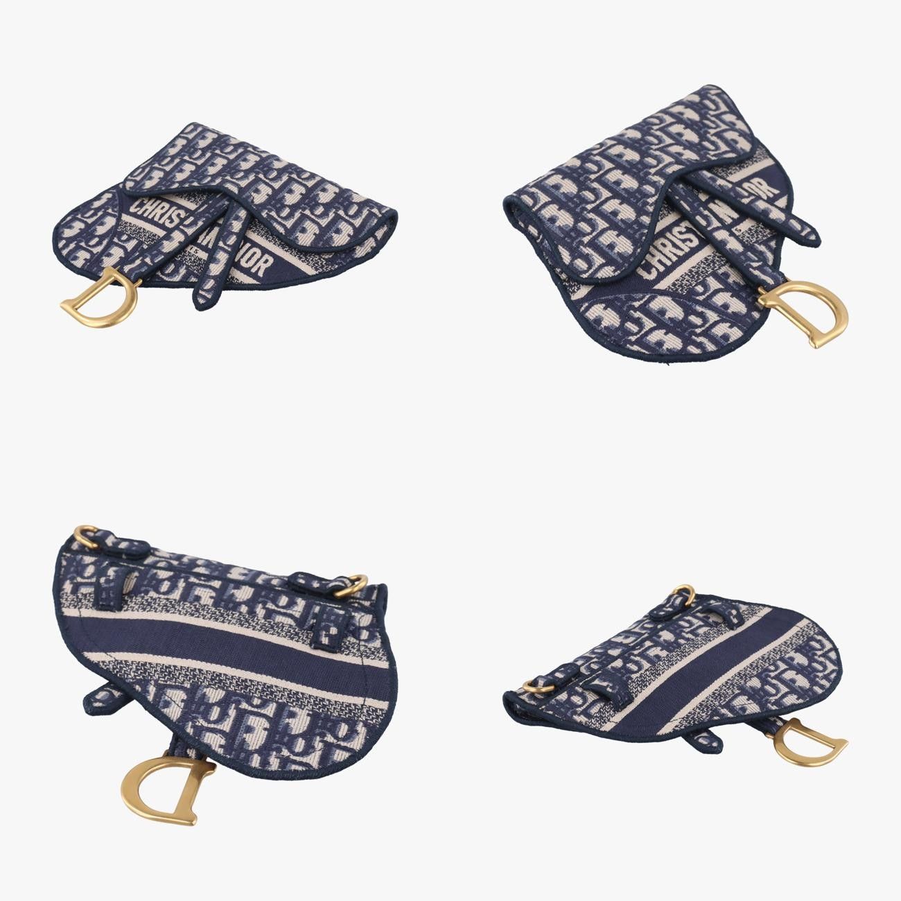 クリスチャンディオールChristian Diorサドルバッググレー×ネイビージャガード50-MA-1109