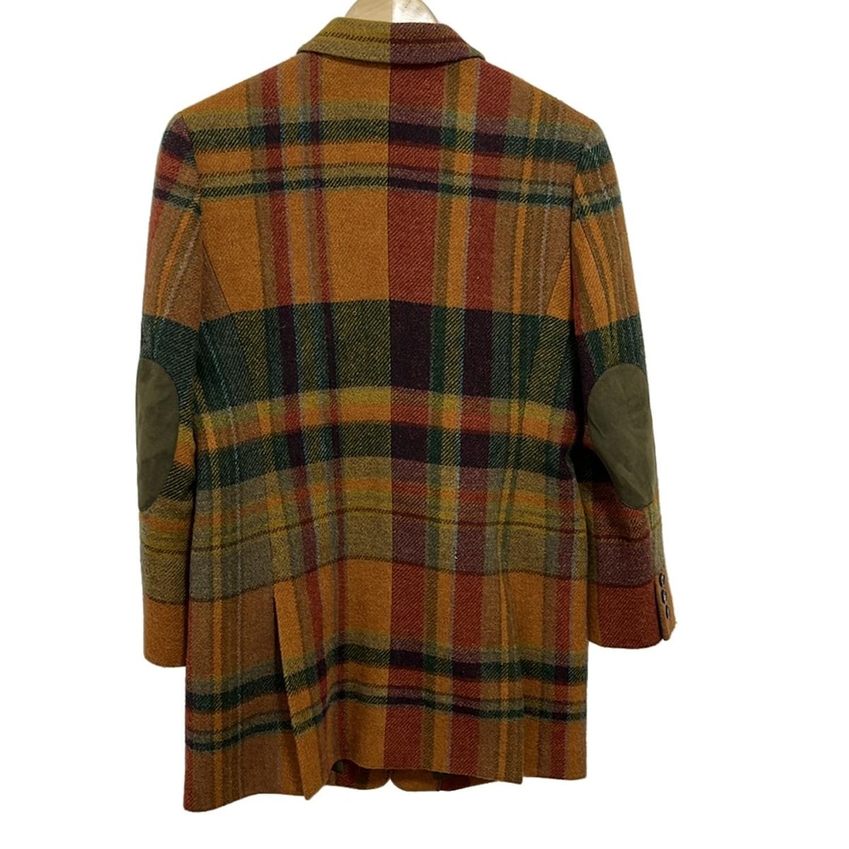 DAKS ダックス コート レディース - オレンジ×グリーン×マルチ 長袖 チェック柄 ロング丈 秋 春