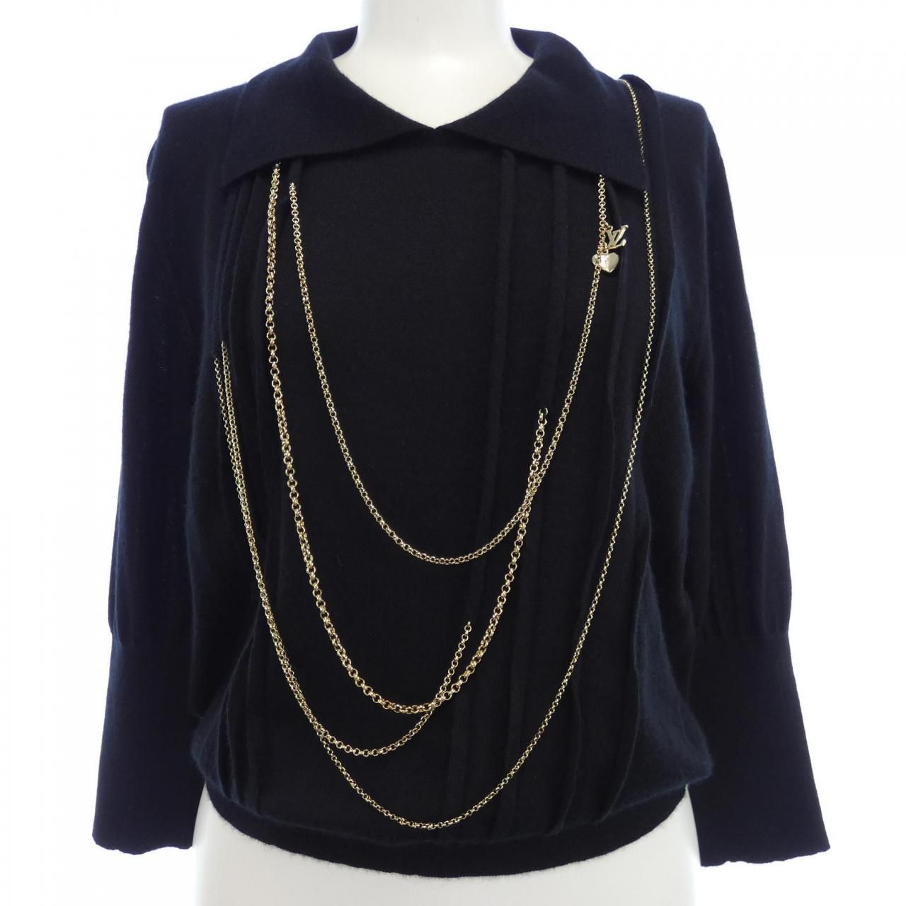 lui jewelry ルイ ジュエリー knit5 ニット ブラック Knit dress with rhinestones colour black | Liu Jo