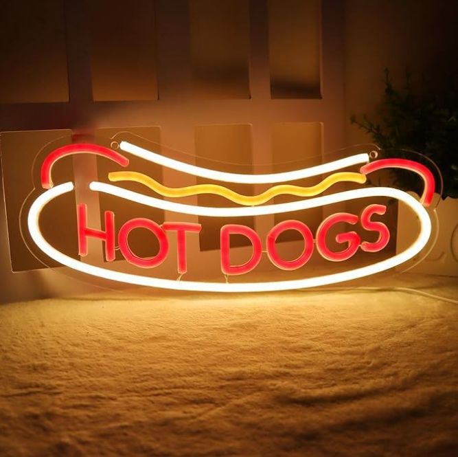 即購入OK ホットドッグ HOT DOGS ネオンサイン LED 可愛い 個性 デザイン ネオンサイン 居酒屋 喫茶店の装飾 ネオンサイン ネオンライトLEDインテリアライト ネオンラ バー カフェ USB給電