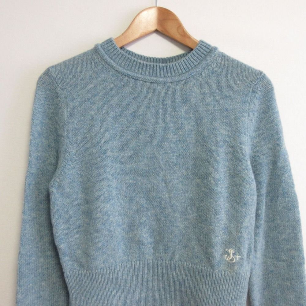 新品同様 19SS JIL SANDER＋ ジルサンダープラス 長袖 刺繍 クルーネック ニット セーター 36 ブルー レディース 古着 中古 新品同様 19SS JIL SANDER＋ ジルサンダープラス 長袖 刺繍