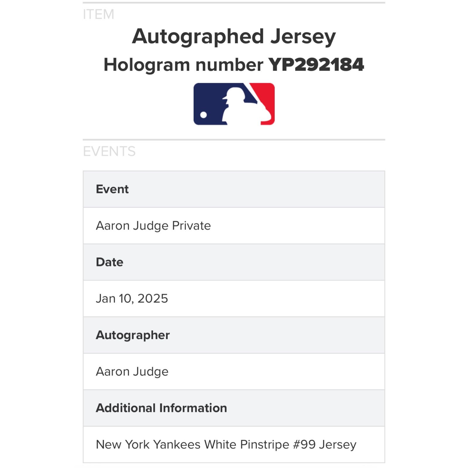 ジャッジ 直筆サイン