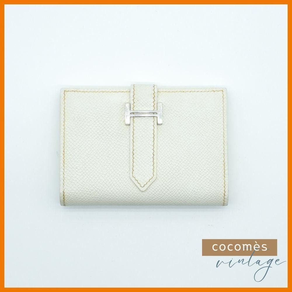 エルメス ベアン ミニ財布 J □K レザー ホワイト シルバー金具 レディース HERMES】エルメス ベアン ミニ財布 J □K レザー ホワイト