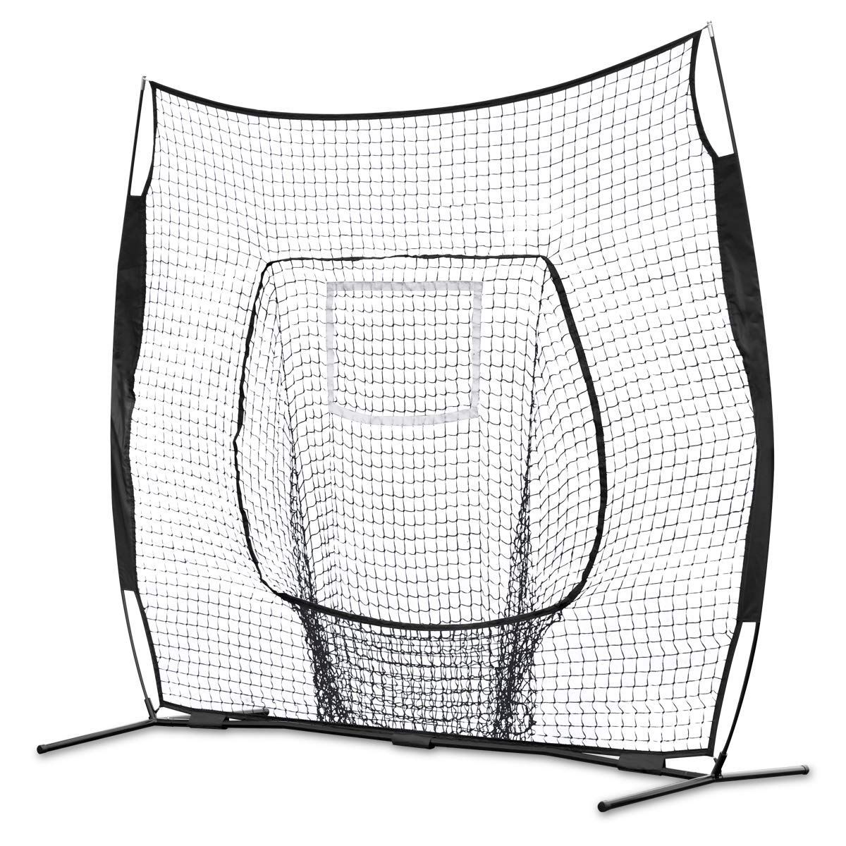 FIELDOOR バッティング練習用ネット 幅250cmx高さ212cmx奥行き107cm 折りたたみ 簡単組立 野球練習ネット 軟式 硬式 対応 ペグ付 公園 庭 屋内 家庭用 トレーニング トレーナー ピッチング 自主練習