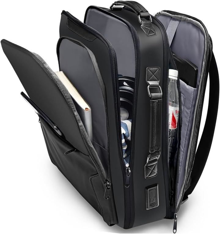 ABIBA リュック メンズ ビジネス リュックサック スクエア 大容量 旅行用 PC 通学 通勤 出張 USB充電ポート 黒 型崩れ防止 ABIBA] メンズ ビジネスリュック スクエアリュック 大容量 PCリュック