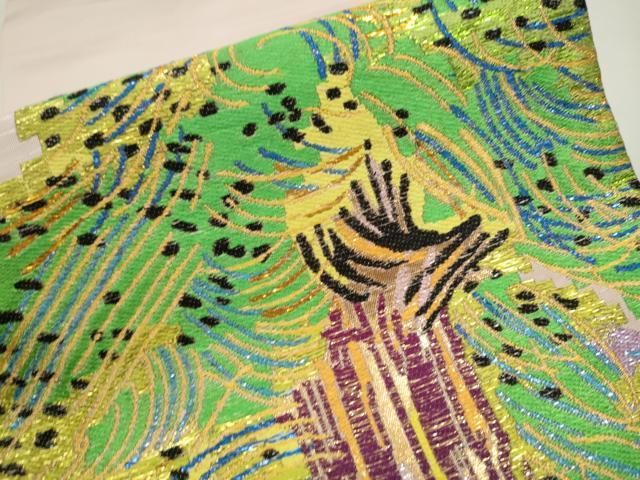 平和屋着物●龍村美術織物　たつむら　九寸開き名古屋帯　万代杉　金銀糸　正絹　逸品　CAAU9263hy 平和屋着物○龍村美術織物 たつむら 九寸開き名古屋帯 万代杉 金銀糸