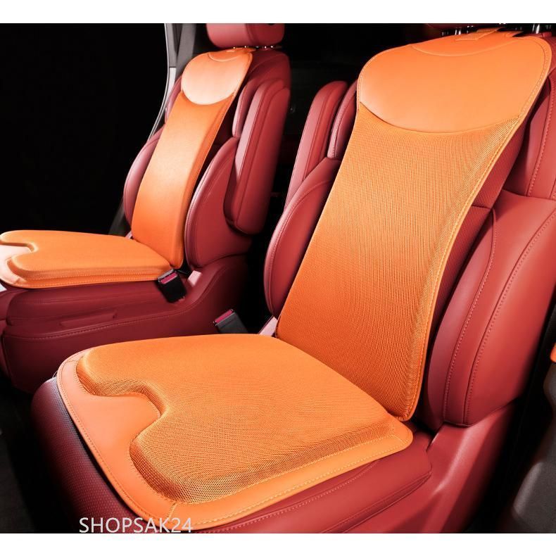 汎用 オレンジ車用シートカバーセット シートクッション レーヨン生地+PUレザー 前座席用座布団1枚+座席の背もたれ1枚672