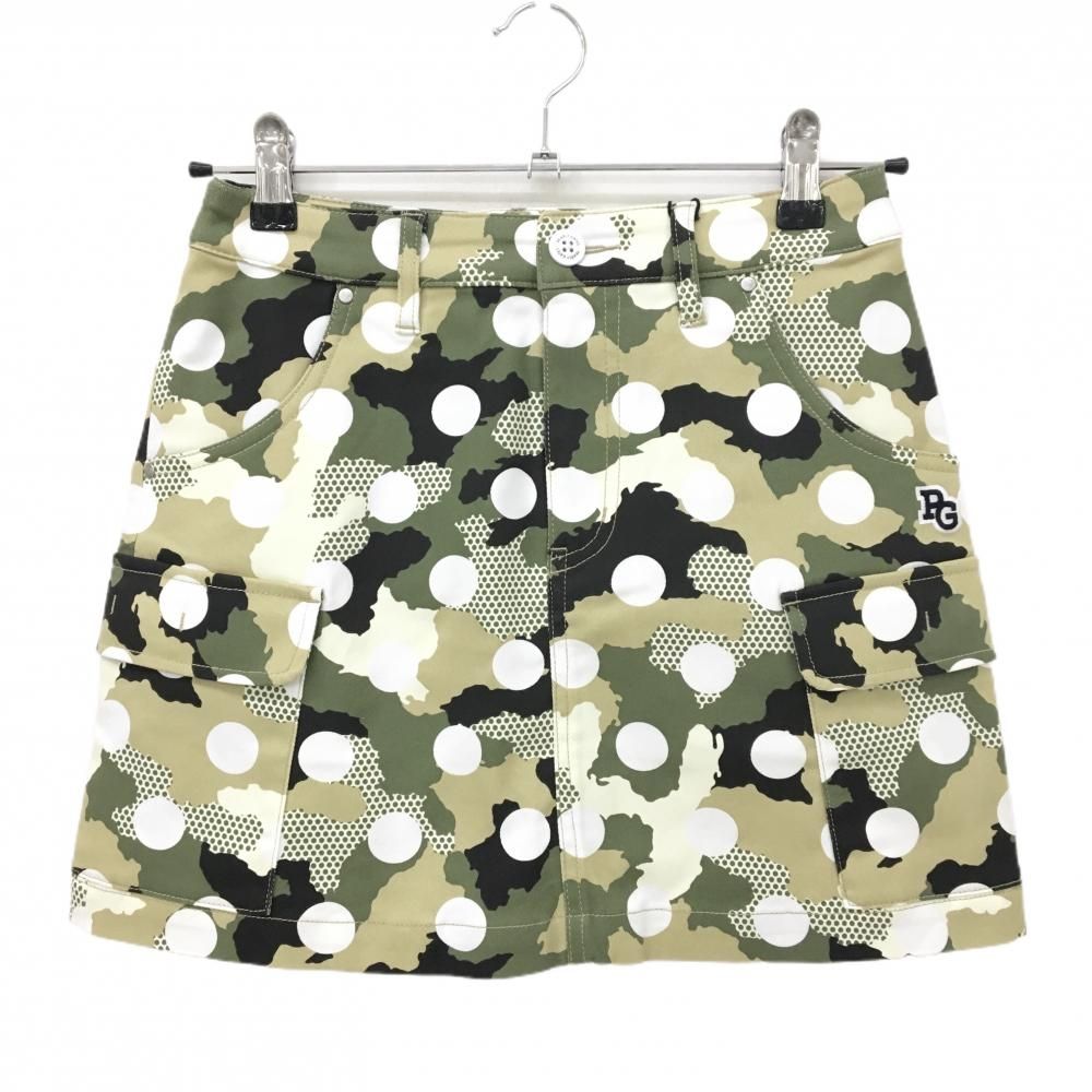 新品】パーリーゲイツ カーゴスカート カーキ×白 カモフラ 迷彩 ドット