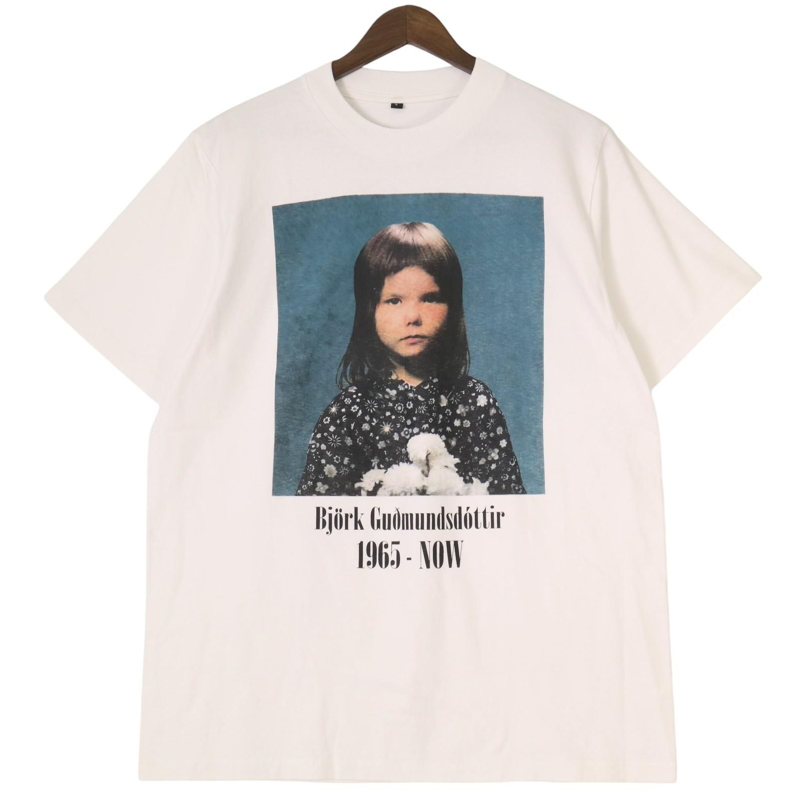 Bjork Gudmundsdottir ビョーク プリント クルーネック Tシャツ 半袖 カットソー anytee 表記サイズL　【2409】