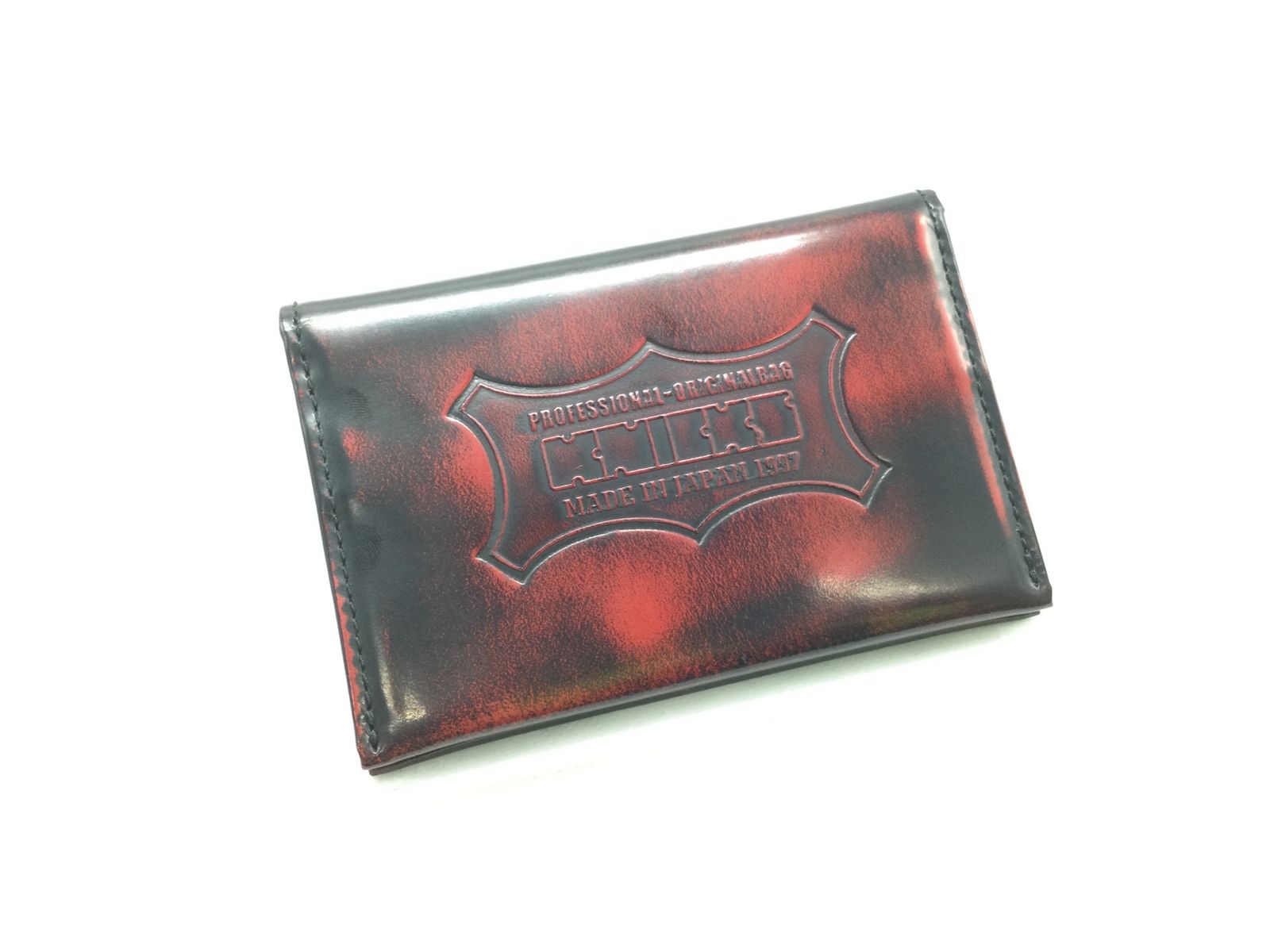 領収書発行可】〇knicks/ニックス アドバンガラス革名刺入れ(レッド