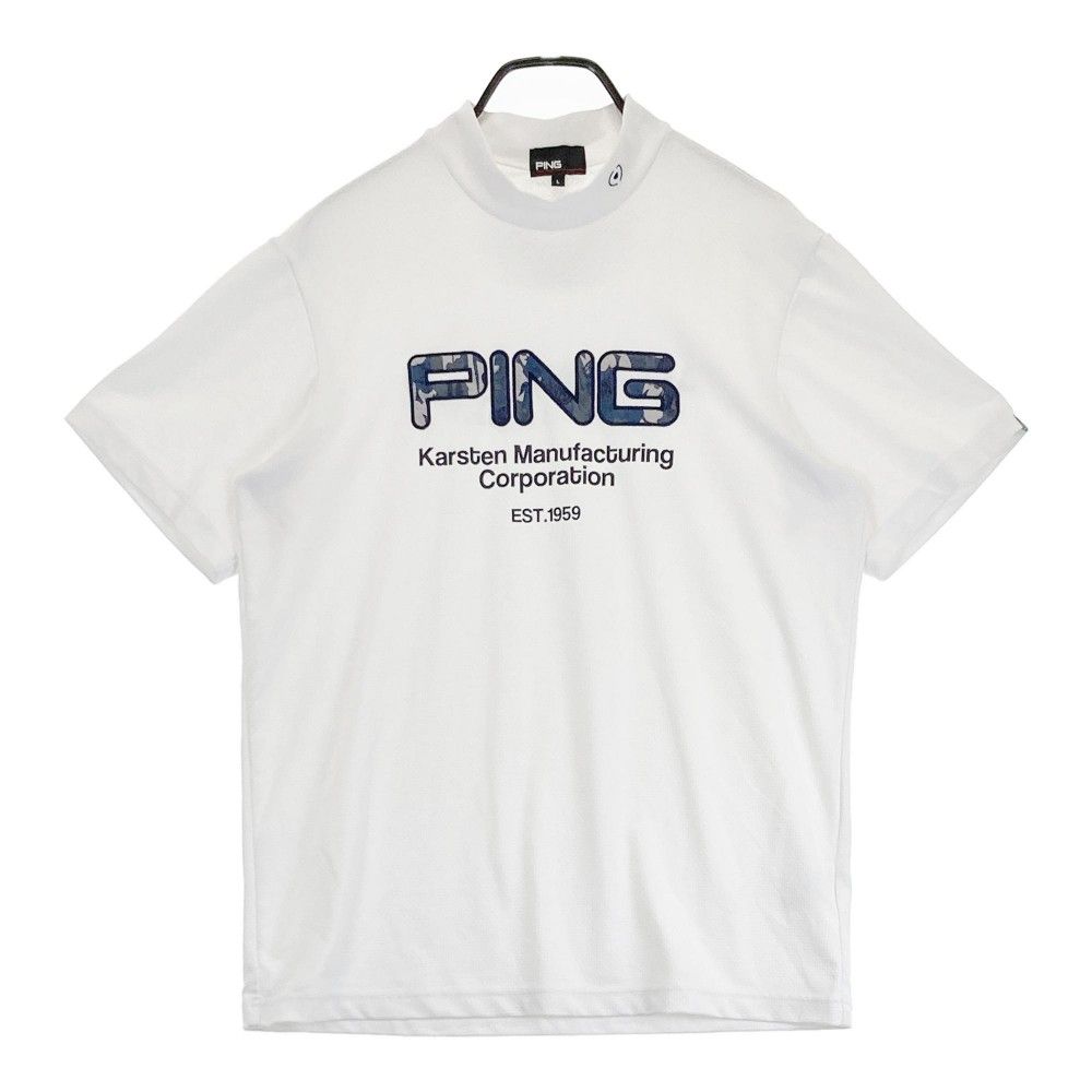 サイズ：L PING ピン 2024年モデル ハイネック半袖Tシャツ  ホワイト系 [240101287790]# ゴルフウェア メンズ ストスト
