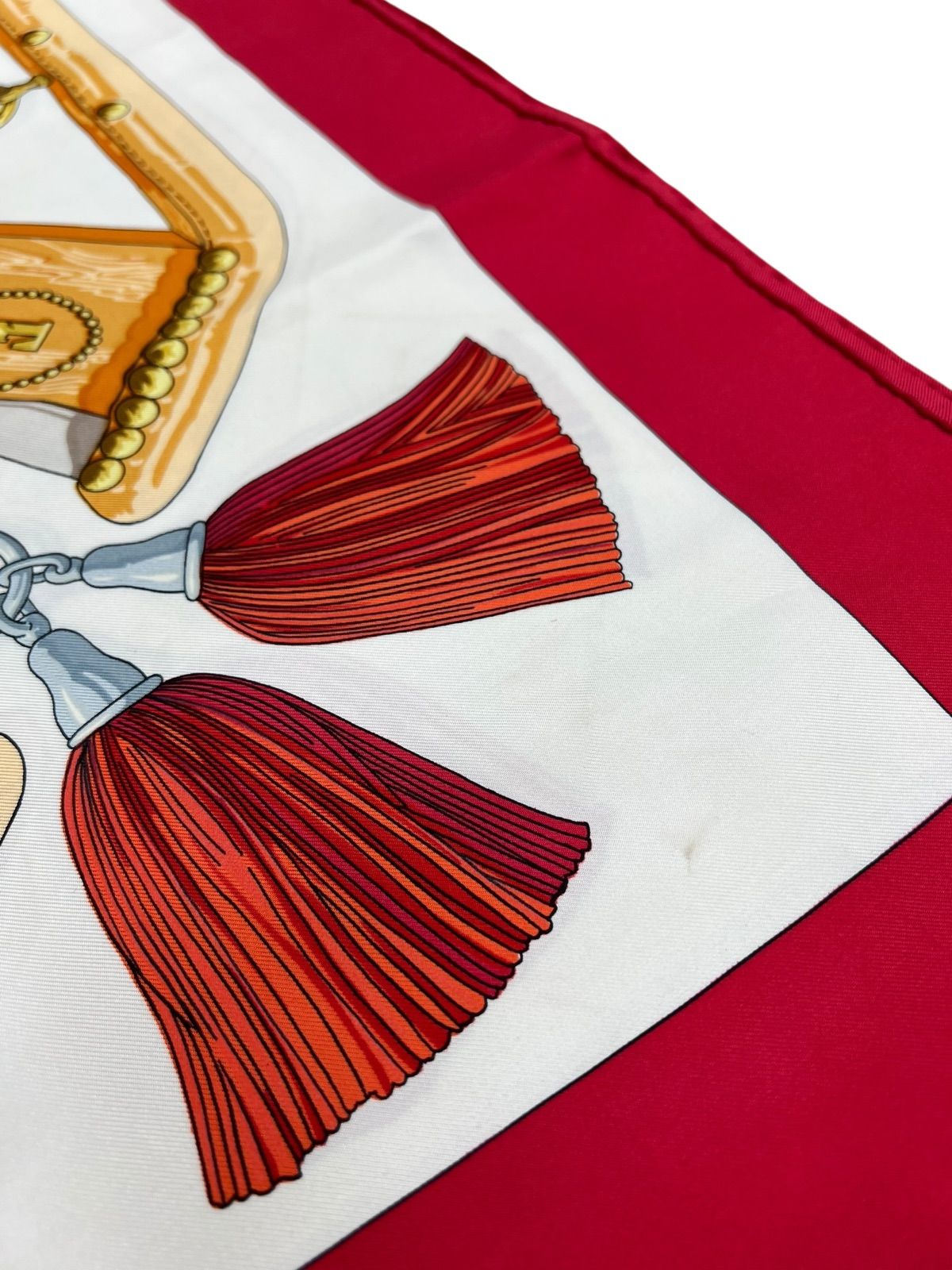 Hermès エルメス カレ90 AUX CHAMPS フィールドへ スカーフ 赤