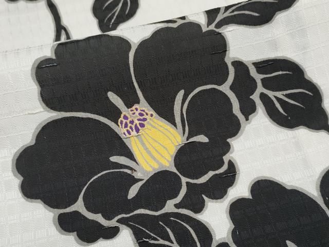 平和屋本店□極上 BANKAN わものや 紬 単衣 椿 金彩 反端付き 白地