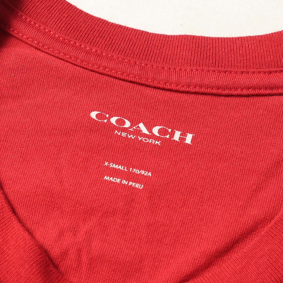 COACH コーチ ボタニカルフラワー ポケット Tシャツ F30332 レッド 赤 