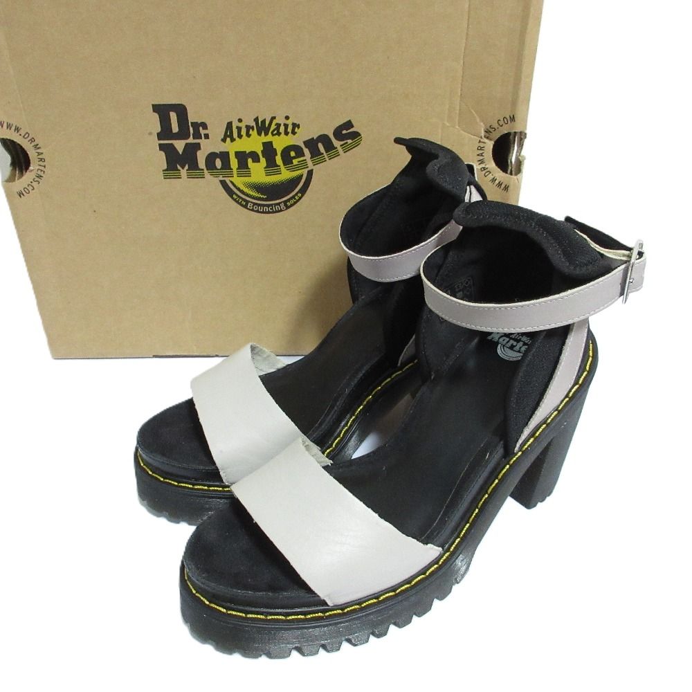Dr.Martens ドクターマーチン MEDEA アンクルストラップ ヒールサンダル UK4 23.0cm相当 グレー ブラック レディース 古着