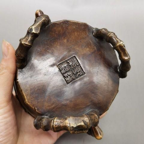 銅製 重工 彫刻 竹の香り炉 茶道具 香道具 装飾品 工芸品 美術品 置物 銅製 重工 彫刻 竹の香り炉 茶道具 香道具 装飾品 工芸品 美術品