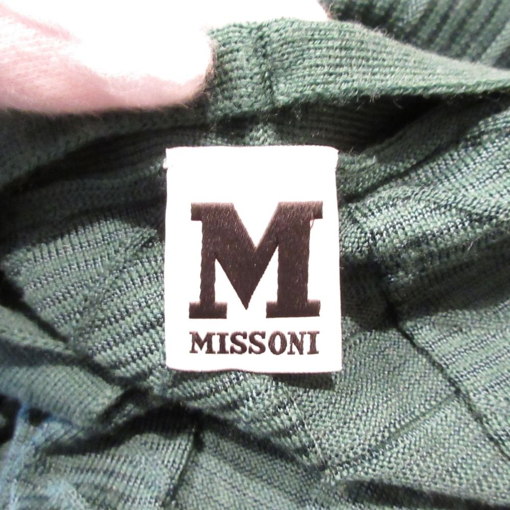 美品 M MISSONI エムミッソーニ ボタンレス ミドル丈 ニットカーディガン 42 グリーン レディース 古着 中古 美品 M MISSONI エムミッソーニ ボタンレス ミドル丈 ニット