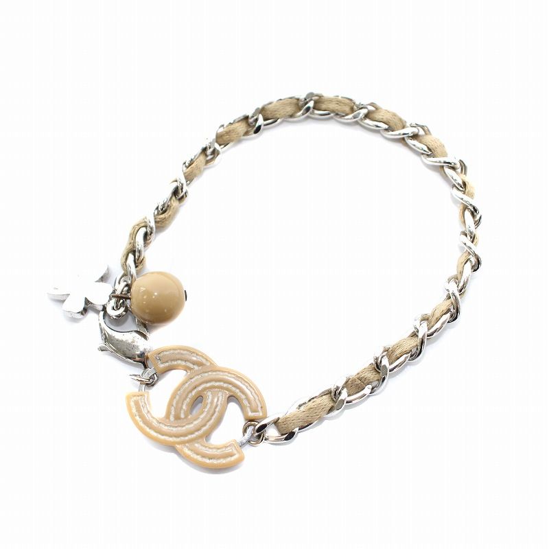 シャネル CHANEL ブレスレット ココマーク クローバー ベージュ シルバー |YT OH