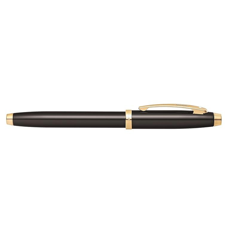 Sheaffer 100 オンライン 光沢ブラックラッカー万年筆 ゴールドトーン