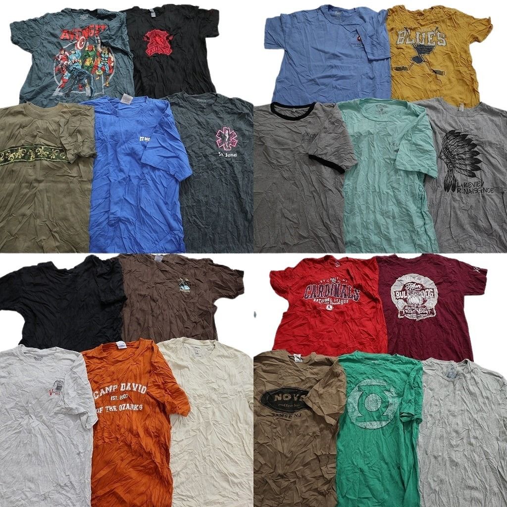 古着卸 まとめ売り カラーmix プリント 半袖Tシャツ 20枚セット (メンズ L ) リンガーＴ アベンジャーズ カレッジ風 中古 古着 MY4751