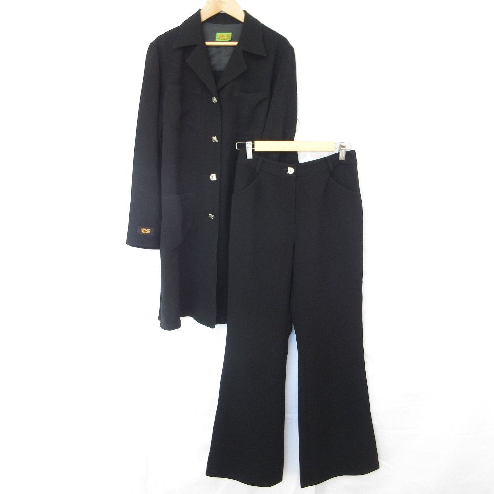 OLLEBOREBLA オレボレブラ アルベロベロ ストレッチ ぶたさんボタン ロングジャケット フ パンツ セットアップ ブラック レディース 古着