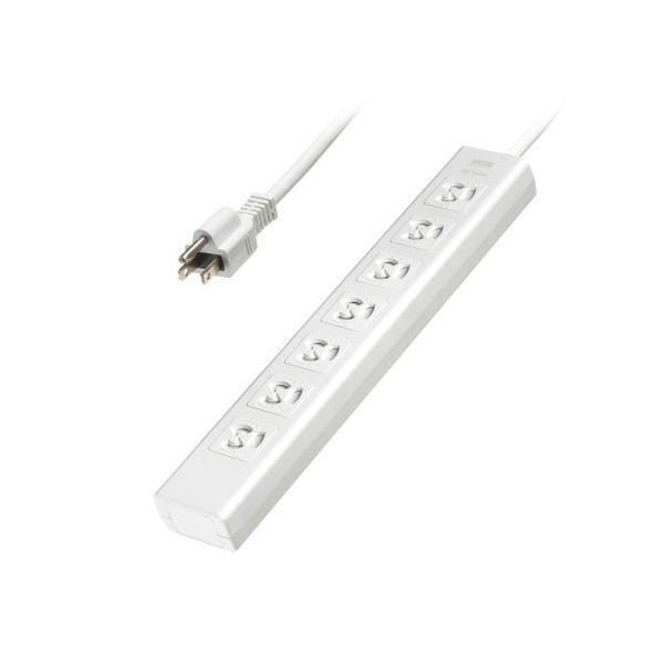 サンワサプライ 抜け止めシャッタータップ 3P抜け止め7個口 雷ガード 5m ホワイト TAP-F37SH-5R