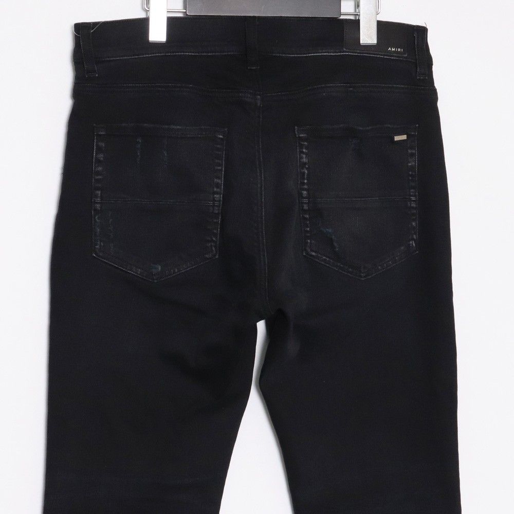 AMIRI カモフラージュレザーパッチスキニーデニムパンツ サイズ34 AMIRI カモフラージュレザーパッチスキニーデニムパンツ サイズ34