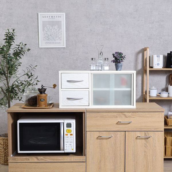 カウンター上収納ラック 約60cm幅 オークホワイト 組立品 代引不可 NEXPOTALLINN_EU