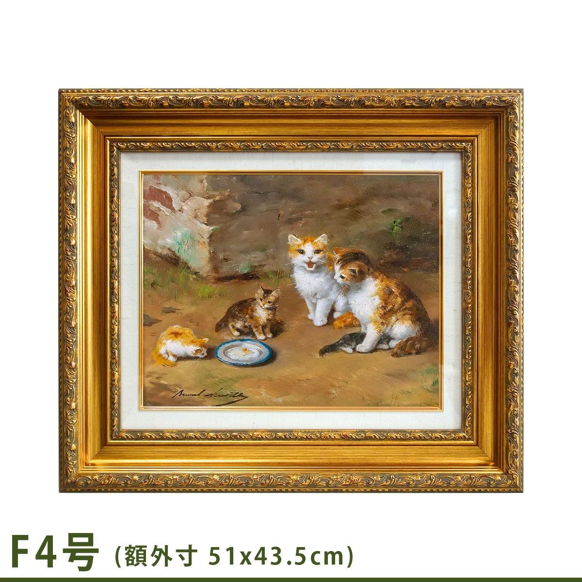 絵画。原画☆キャンバスF10【すべてのかわいい猫は世界で完璧な贈り物～】 絵画。原画☆キャンバスF6【黒猫はプレゼントを持って花が咲く日
