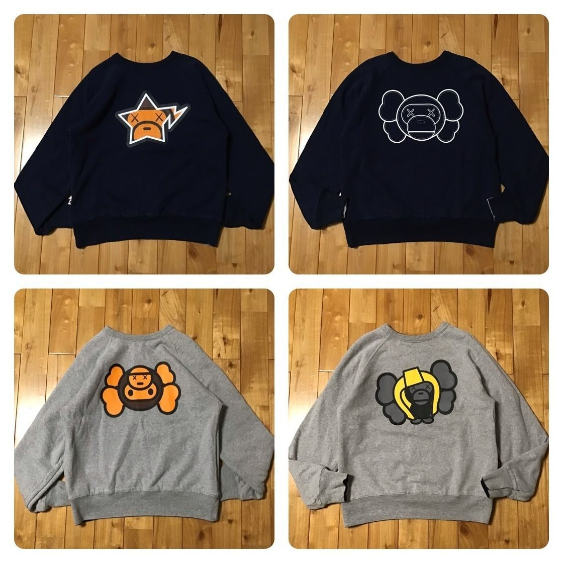 リバーシブル KAWS MILO BAPE STA 長袖スウェット Sサイズ a bathing ape star カウズ エイプ ベイプ アベイシングエイプ マイロ
