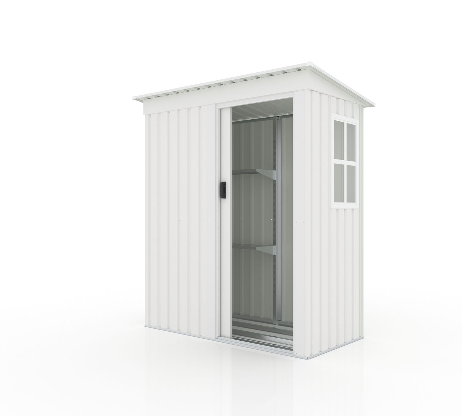 23 割 ホワイト 棚あり 物置 屋外 大型 倉庫 大型物置 戸外収納庫 物置 防水 耐侯 収納 ガーデン 庭 田畑 農場 頑丈 大容量 スチール 引き戸 補強フレーム付き 窓付き 可動棚付き 床なし