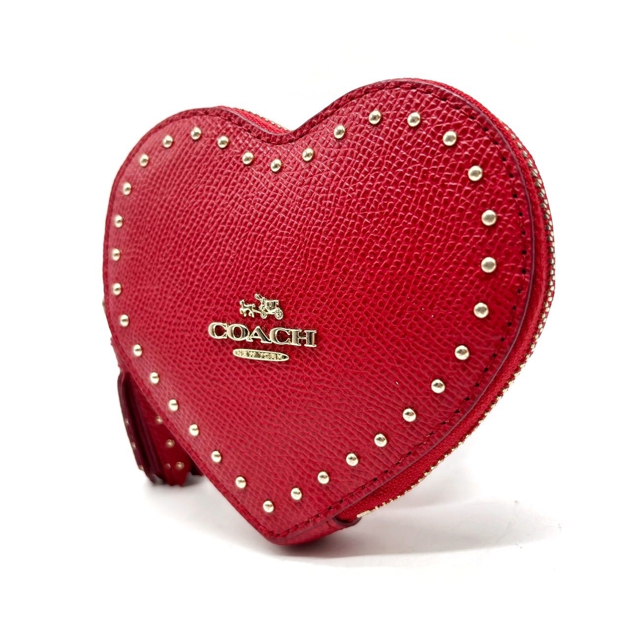きょんp⭐︎coach コーチ ハート型コインケース レッド 美品 思わず二度見しちゃう可愛さ】美品 コーチ 赤 ハート レザー