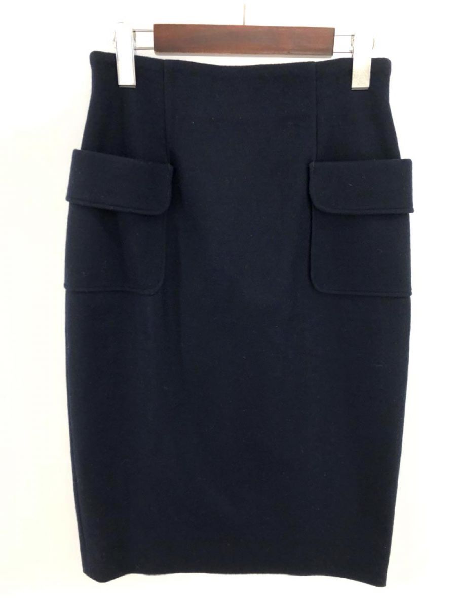 Tiara ティアラ ウール100% タイト スカート size4/濃紺