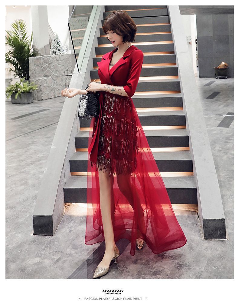 ワインレッド イブニングドレス