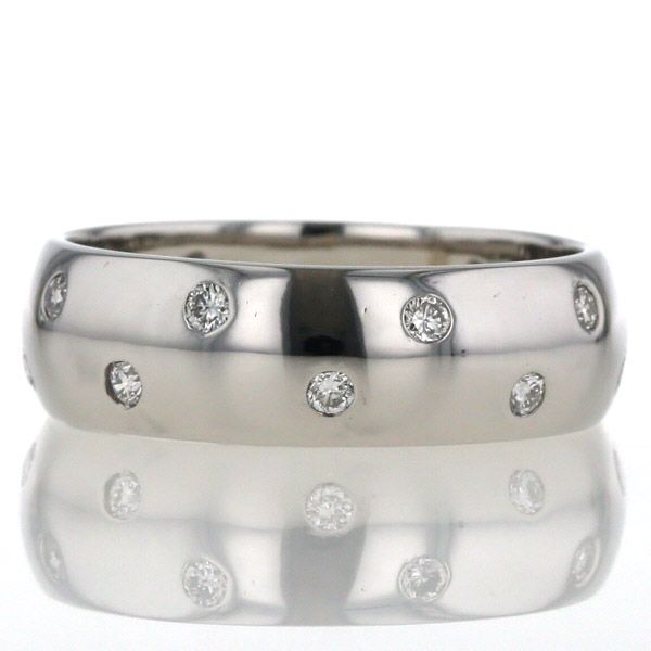 Pt900 プラチナ リング ダイヤモンド 0.51ct ドット ドッツ 甲丸 幅広  