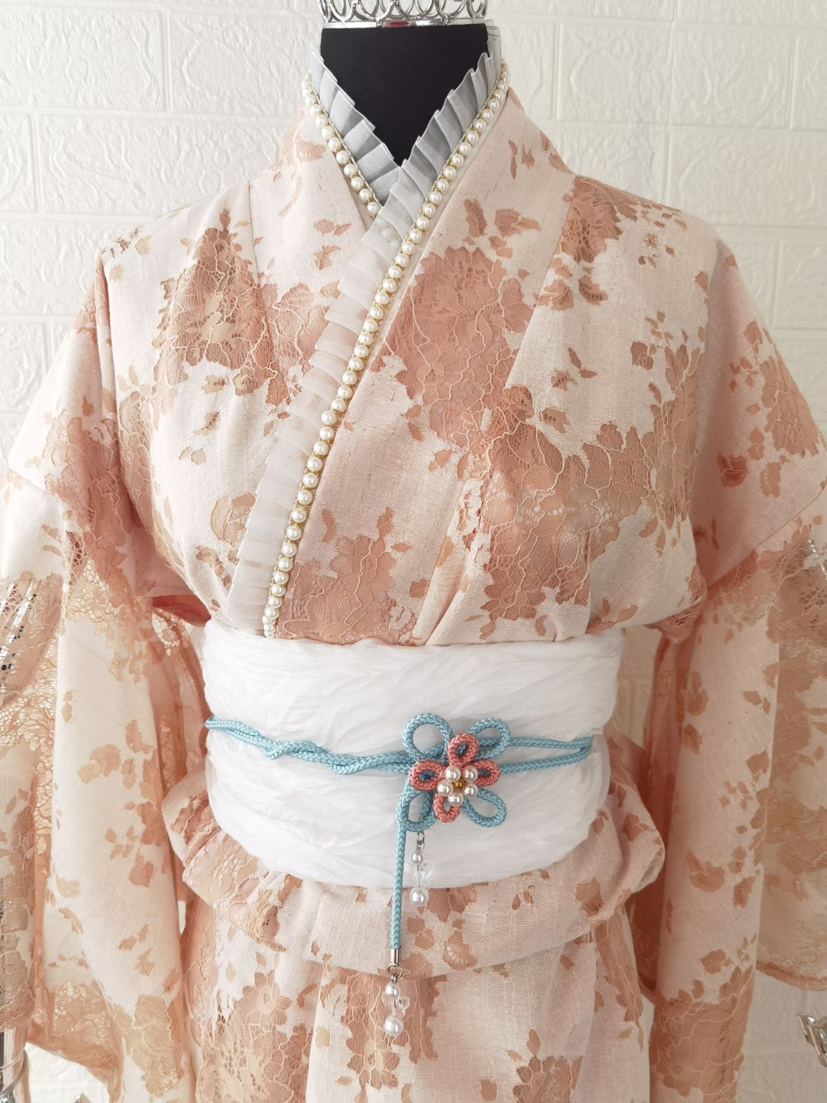 総レース 浴衣 花柄 浴衣帯 セット花見 花火大会 夏祭り LSLK-PINK 総レース 浴衣 花柄 浴衣帯 セット花見 花火大会 夏祭り LSLK