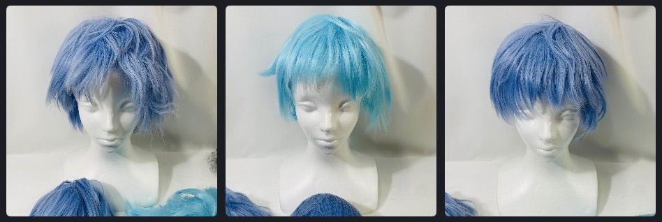 コスプレ 青系ウィッグ ３点セット