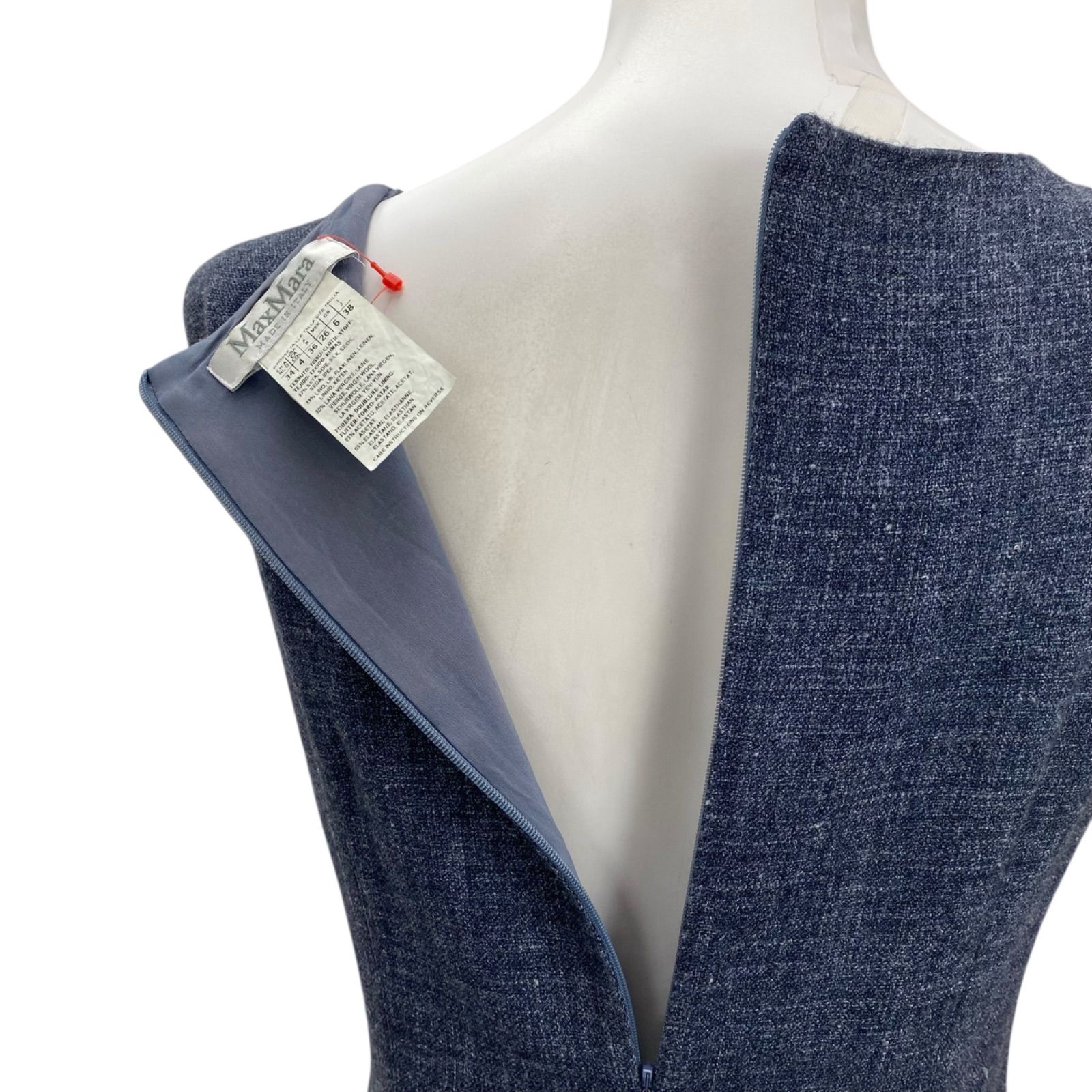 マックス マーラ Max Mara ワンピース ノースリーブ 膝丈 シルク