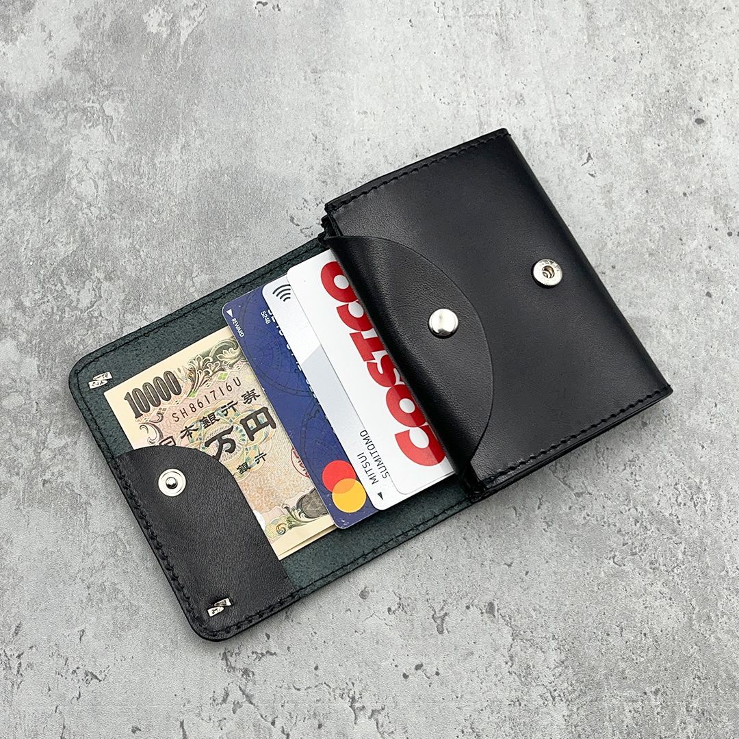 栃木レザー財布 コンパクト財布 ミニ財布 スタッズ財布 二つ折り財布